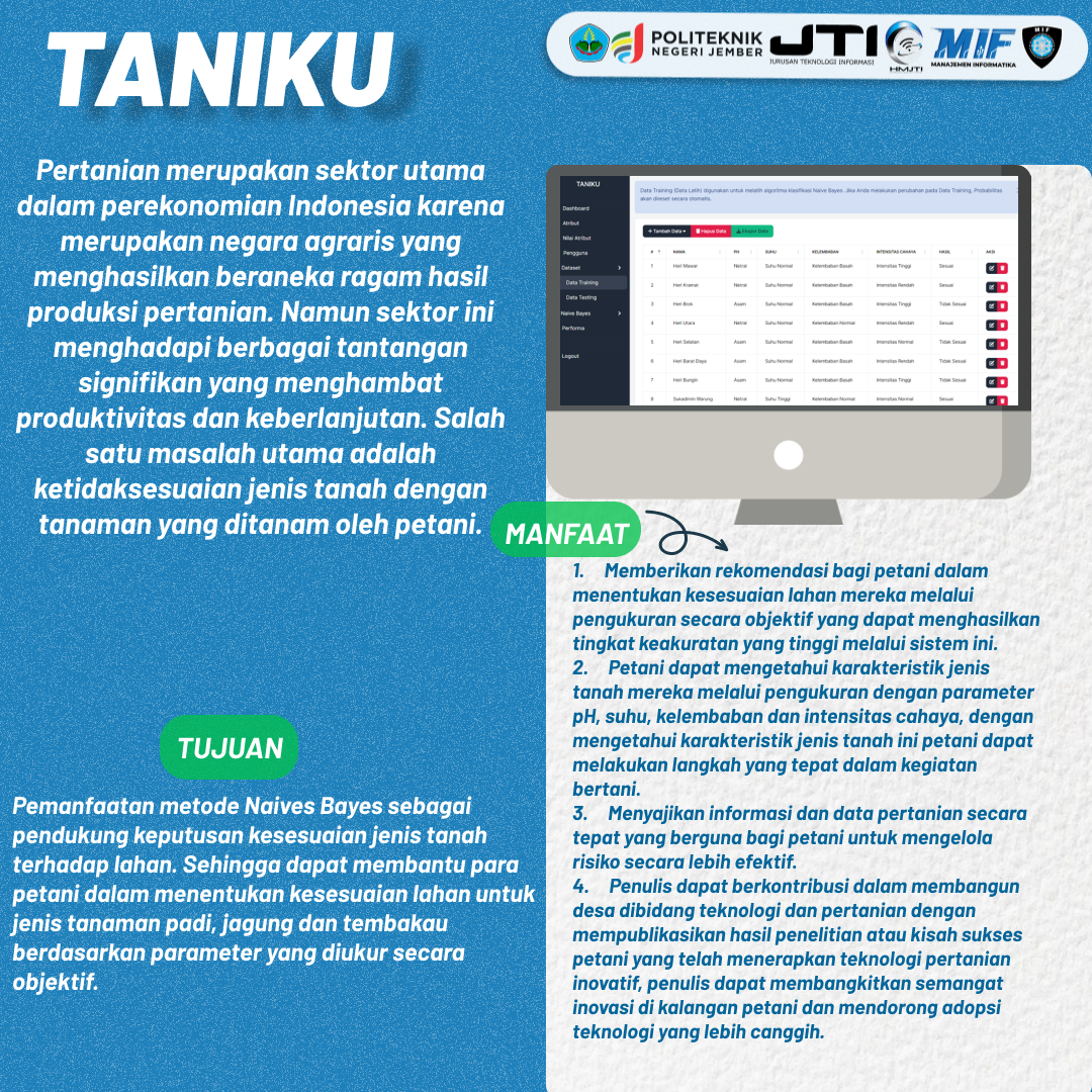 Sistem Pendukung Keputusan Kesesuaian Jenis Tanah Terhadap Lahan Mrnggunakan Metode Naive Bayes